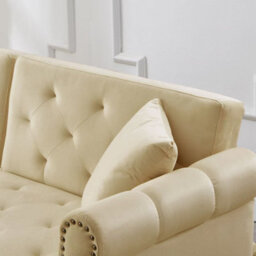Btm Modern 2 Seater Velvet Sofa Bed With Adjustable Backrest Gold Metal Legs Stylish Space Saving Durable Small Spaces - thumbnail 8