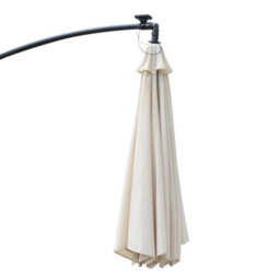 Outsunny 3(M) Led Patio Banana Umbrella Cantilever Parasol W/ Crank, Off-White - thumbnail 9