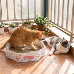 Living And Home Flower-Shaped Cat Scratcher And Bed, 43Cm W X 8.5Cm H - thumbnail 2