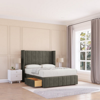 "Sloomy Melbourne Dumfries Memory Foam Bed Set ,no Drawers, Mattress & 54"" Wingback Headboard With 12"" Footboard - King" - image 1