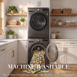 Decoranddecor Area Rugs, Living Room Rugs, Washable Rugs, 160X230Cm, Non-Slip, Pet Friendly, Low Pile, Retro Floral Rug - Zoe - thumbnail 5