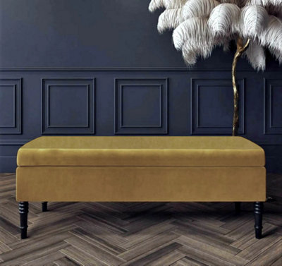 Safar Plain 150Cm Ottoman Storage Bench - Plush Velvet Shoe Bench - Mink Upholstery Footstool With Storage - image 1