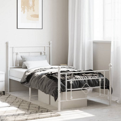 Berkfield Metal Bed Frame Without Mattress With Footboard White 100X200Cm - image 1