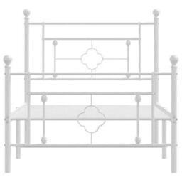 Berkfield Metal Bed Frame Without Mattress With Footboard White 100X200Cm - thumbnail 5