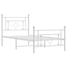 Berkfield Metal Bed Frame Without Mattress With Footboard White 100X200Cm - thumbnail 4