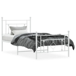 Berkfield Metal Bed Frame Without Mattress With Footboard White 100X200Cm - thumbnail 3