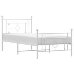 Berkfield Metal Bed Frame Without Mattress With Footboard White 100X200Cm - thumbnail 2