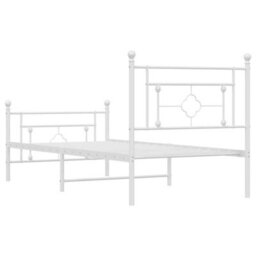 Berkfield Metal Bed Frame Without Mattress With Footboard White 100X200Cm - thumbnail 7