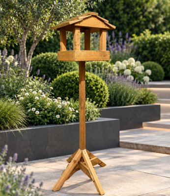 Ruddings Wood Wooden Bird Table With Stand Ready Made Traditional Freestanding Garden Bird Feeder 130Cm - image 1