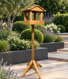 Ruddings Wood Wooden Bird Table With Stand Ready Made Traditional Freestanding Garden Bird Feeder 130Cm - thumbnail 1