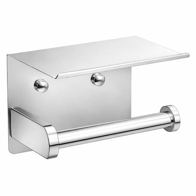 Billtix Toilet Roll Holder Wall Mounted With Shelf, Stainless Steel Toilet Paper Holder, Self Adhesive Storage Holder Chrome - image 1