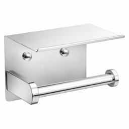 Billtix Toilet Roll Holder Wall Mounted With Shelf, Stainless Steel Toilet Paper Holder, Self Adhesive Storage Holder Chrome - thumbnail 1