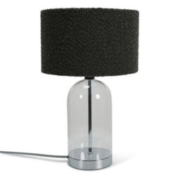 Valuelights Jessy Glass And Silver Chrome Metal Bedside Table Lamp With A Charcoal Grey Lampshade - Bulb Included - thumbnail 2