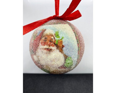 Garden Store Direct Set Of 3 Traditional Santa Christmas Tree Baubles - image 1