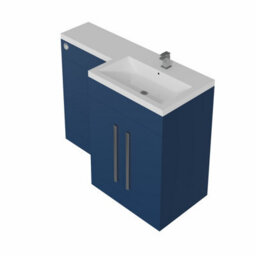 Sundaze 1100mm Matt Blue Bathroom Combined Furniture L-Shape Vanity Unit Right Handed Basin Sink - thumbnail 3