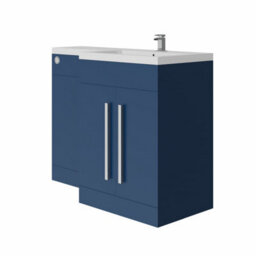Sundaze 1100mm Matt Blue Bathroom Combined Furniture L-Shape Vanity Unit Right Handed Basin Sink - thumbnail 2