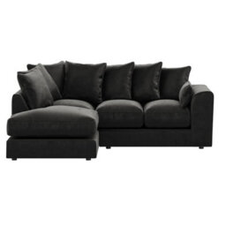 Furnishings For Less UK Brooklyn Plush Velvet 3 To 4 Seater L Shaped Corner Sofa Black Left Hand Facing - thumbnail 2