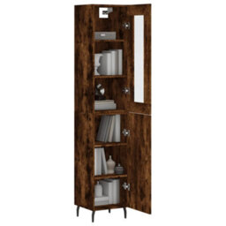 Berkfield Highboard Smoked Oak 34.5X34X180 Cm Engineered Wood - thumbnail 3
