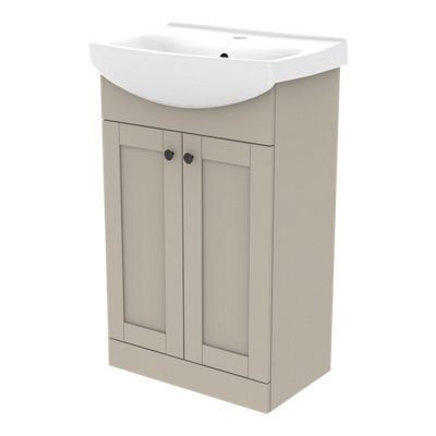 Kalena Matt Pebble Freestanding Vanity Unit & Basin Set (W)550mm (H)874mm - image 1
