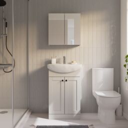 Kalena Matt Pebble Freestanding Vanity Unit & Basin Set (W)550mm (H)874mm - thumbnail 3