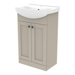 Kalena Matt Pebble Freestanding Vanity Unit & Basin Set (W)550mm (H)874mm - thumbnail 1