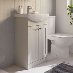 Kalena Matt Pebble Freestanding Vanity Unit & Basin Set (W)550mm (H)874mm - thumbnail 4