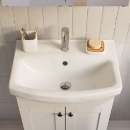 Kalena Matt Pebble Freestanding Vanity Unit & Basin Set (W)550mm (H)874mm - thumbnail 9