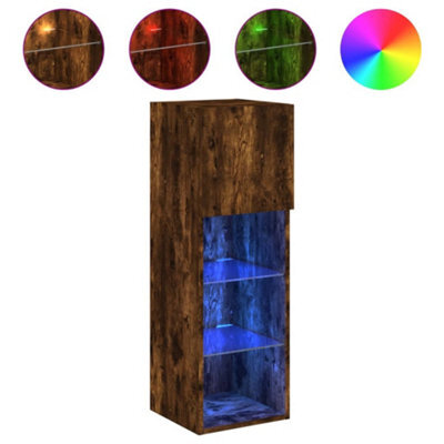 Berkfield Durable Tv Cabinet With Led Lights Smoked Oak 30.5X30X90 Cm - image 1