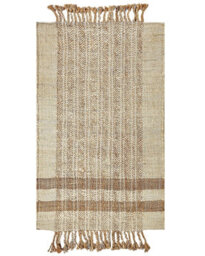 Wyld And Coco Handwoven Jute Rug 80 X 150 Cm Beige Geometric Tassels - thumbnail 1