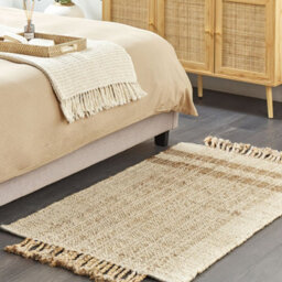 Wyld And Coco Handwoven Jute Rug 80 X 150 Cm Beige Geometric Tassels - thumbnail 2