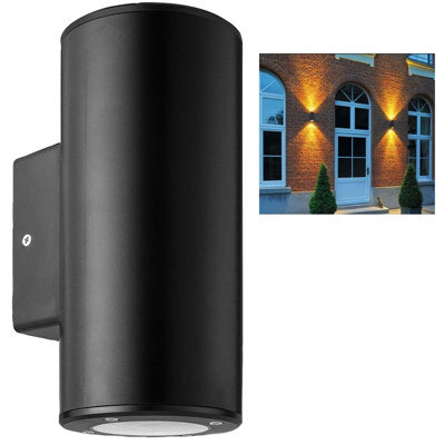 Kenable Outdoor Up & Down Light Wall-Mounted Gu10 Ip44 Garden Rounded Lamp Black - image 1