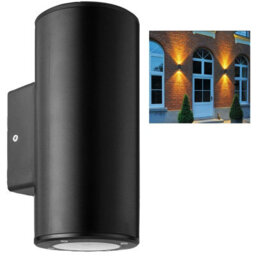 Kenable Outdoor Up & Down Light Wall-Mounted Gu10 Ip44 Garden Rounded Lamp Black - thumbnail 1