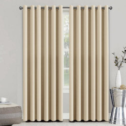 Ameha Thermal Thick Blackout Curtains Ready Made Eyelet Ring Top Cream Plain Curtain Pair 90X90 With Tiebacks Home Decor - thumbnail 4