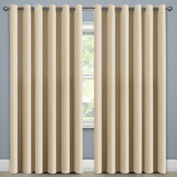 Ameha Thermal Thick Blackout Curtains Ready Made Eyelet Ring Top Cream Plain Curtain Pair 90X90 With Tiebacks Home Decor - thumbnail 3