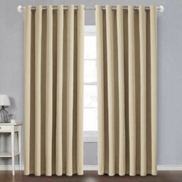 Ameha Thermal Thick Blackout Curtains Ready Made Eyelet Ring Top Cream Plain Curtain Pair 90X90 With Tiebacks Home Decor - thumbnail 7