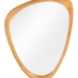 Living And Home Natural Wood-Colored, Irregularly Shaped Wooden Frame Wall-Mounted Bathroom Mirror, 49Cm W X 77Cm H - thumbnail 6
