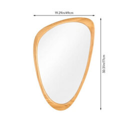 Living And Home Natural Wood-Colored, Irregularly Shaped Wooden Frame Wall-Mounted Bathroom Mirror, 49Cm W X 77Cm H - thumbnail 7