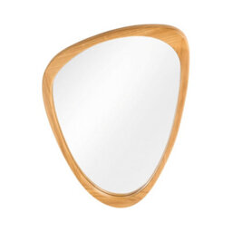 Living And Home Natural Wood-Colored, Irregularly Shaped Wooden Frame Wall-Mounted Bathroom Mirror, 49Cm W X 77Cm H - thumbnail 2