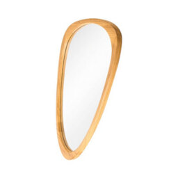 Living And Home Natural Wood-Colored, Irregularly Shaped Wooden Frame Wall-Mounted Bathroom Mirror, 49Cm W X 77Cm H - thumbnail 3