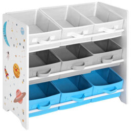 LEDREM Children's Storage Shelf For Toys And Books, 9 Removable Non-Woven Fabric Boxes With Handles, 62.5 X 29.5 X 60 Cm, White - thumbnail 3