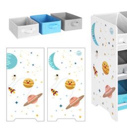 LEDREM Children's Storage Shelf For Toys And Books, 9 Removable Non-Woven Fabric Boxes With Handles, 62.5 X 29.5 X 60 Cm, White - thumbnail 6