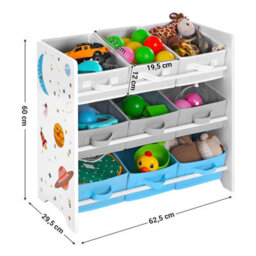 LEDREM Children's Storage Shelf For Toys And Books, 9 Removable Non-Woven Fabric Boxes With Handles, 62.5 X 29.5 X 60 Cm, White - thumbnail 9