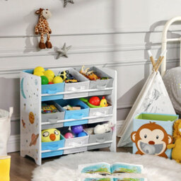 LEDREM Children's Storage Shelf For Toys And Books, 9 Removable Non-Woven Fabric Boxes With Handles, 62.5 X 29.5 X 60 Cm, White - thumbnail 8