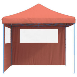 Walplus Foldable Party Tent Garden Gazebo Canopy Pop-Up With 2 Sidewalls Terracotta - thumbnail 4