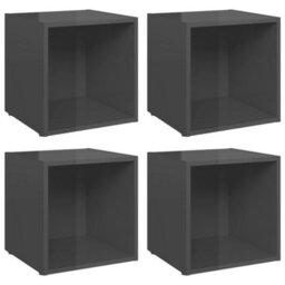 Berkfield Tv Cabinets 4 Pcs High Gloss Grey 37X35X37 Cm Engineered Wood - thumbnail 2