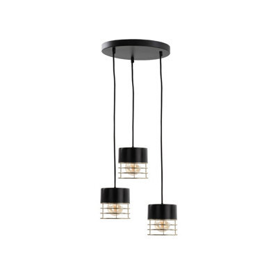 Luminosa Lighting Luminosa Royal Cluster Pendant Ceiling Light Black, 32Cm, 3X E27