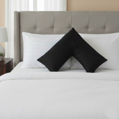 Microfibre Soft Touch V Shape Satin Stripe Pillowcase Black - image 1