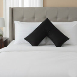 Microfibre Soft Touch V Shape Satin Stripe Pillowcase Black - thumbnail 1