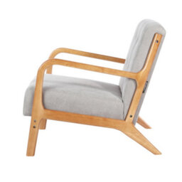 Living And Home Grey Solid Wooden Frame Upholstered Buttoned Armchair Recliner Chair Sofa Chair - thumbnail 4