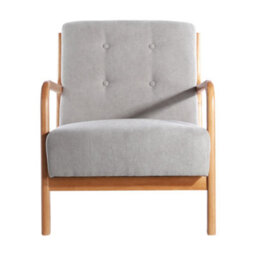 Living And Home Grey Solid Wooden Frame Upholstered Buttoned Armchair Recliner Chair Sofa Chair - thumbnail 2